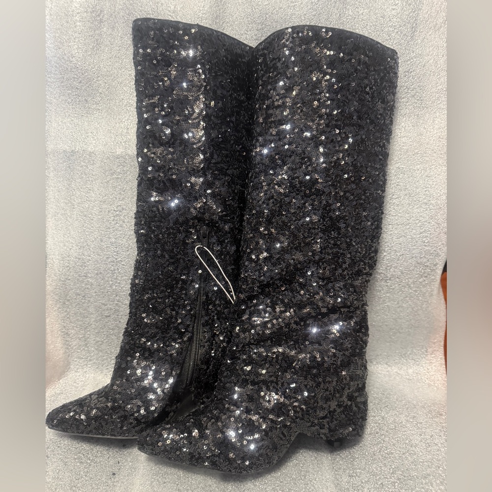 Black Sequin Women's Boots Size 6.5